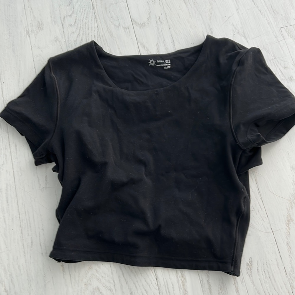 Aerie Black open back crop top